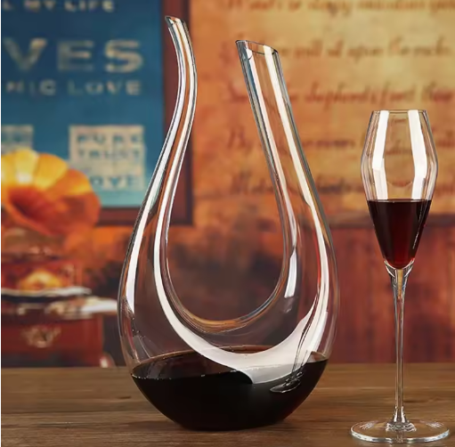 Crystal Wine Decanter – Lead-Free Glass U-Shaped Aerator
