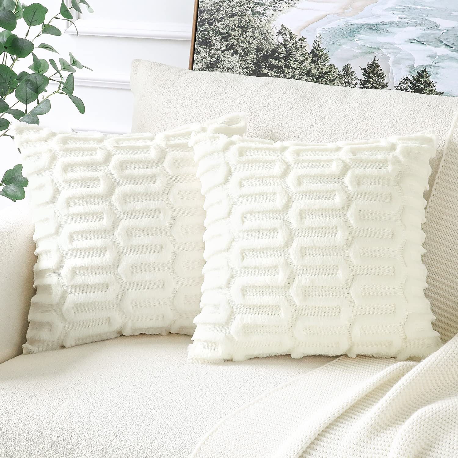 Plush Geometric Pillow Covers – Soft Decorative Cushion Covers