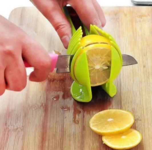 Stainless Steel Fruit & Vegetable Slicer – Handheld Kitchen Cutting Holder