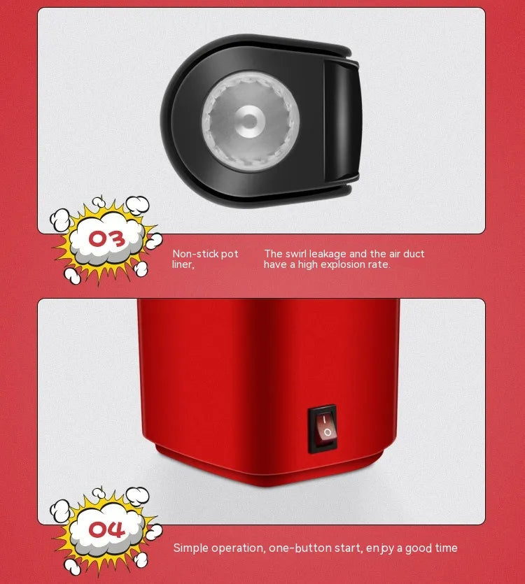 Electric Hot Air Popcorn Maker – 1200W Popcorn Machine