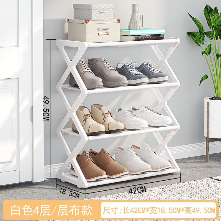 Double-Layer Shoe Rack – X-Shaped Metal Shoe Organizer