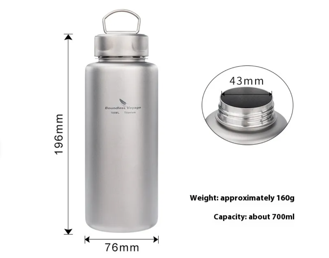 Pure Titanium Water Bottle – 1L Lightweight Outdoor Bottle