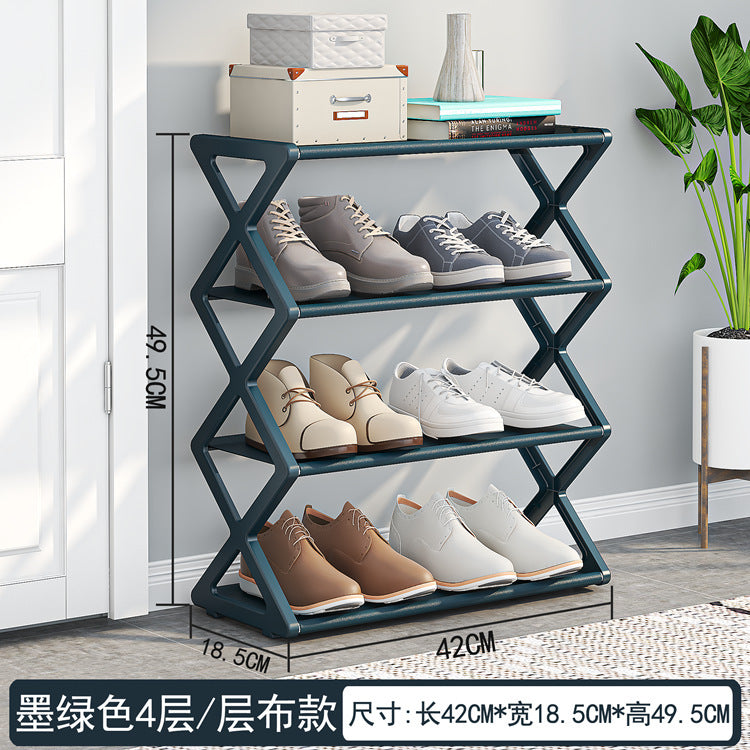 Double-Layer Shoe Rack – X-Shaped Metal Shoe Organizer