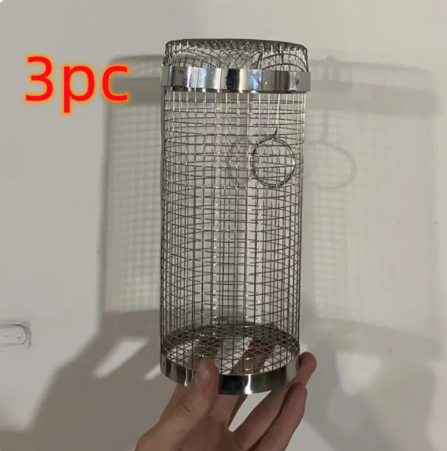 Rolling BBQ Grill Basket – Stainless Steel Mesh Grilling Cage
