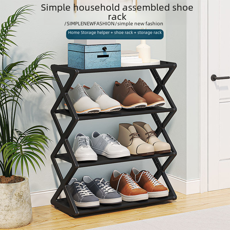 Double-Layer Shoe Rack – X-Shaped Metal Shoe Organizer
