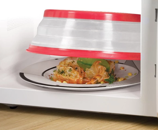 Foldable Microwave Splash Guard – Collapsible Food Cover