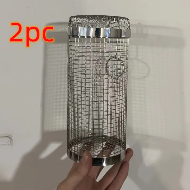 Rolling BBQ Grill Basket – Stainless Steel Mesh Grilling Cage
