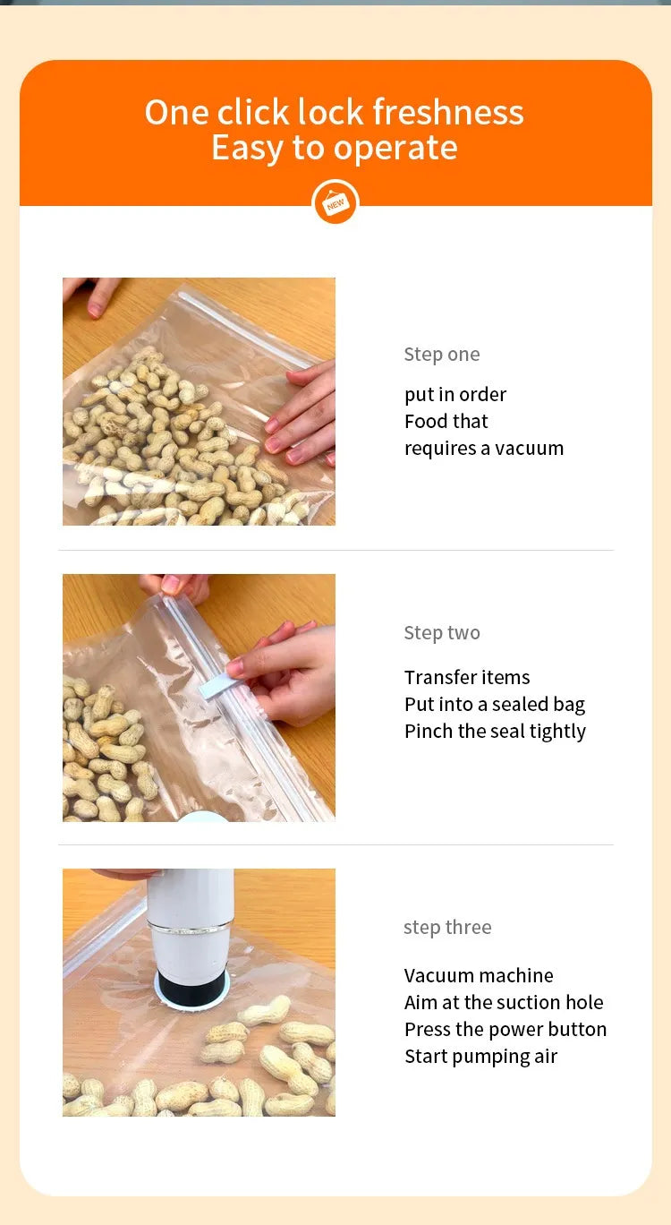 Reusable Vacuum Food Storage Bags – Airtight Zipper Bags with Optional Pump