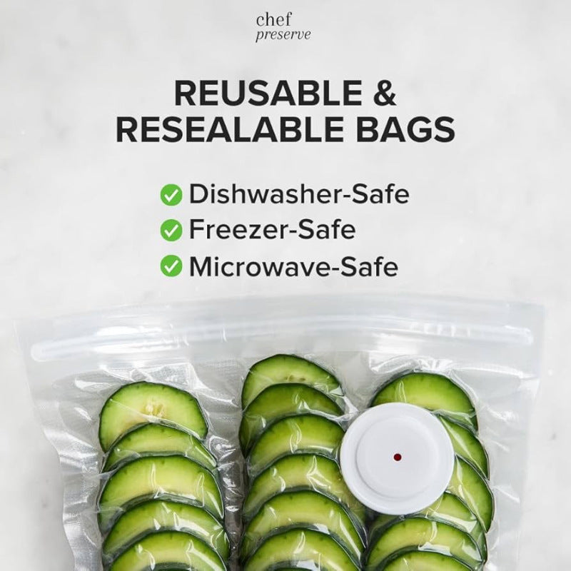 Reusable Vacuum Food Storage Bags – Airtight Zipper Bags with Optional Pump