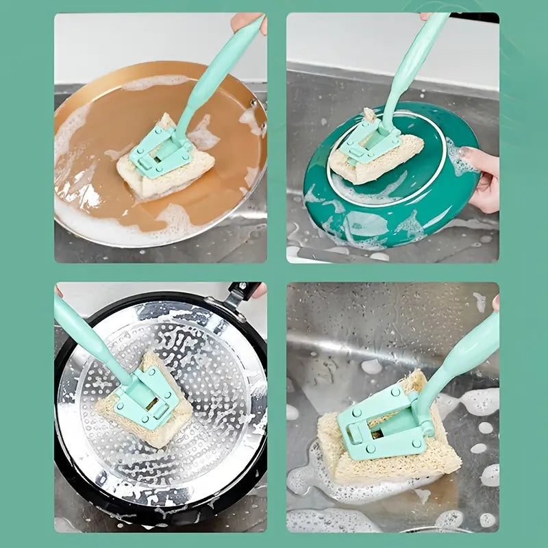 Natural Loofah Cleaning Brush with Long Handle