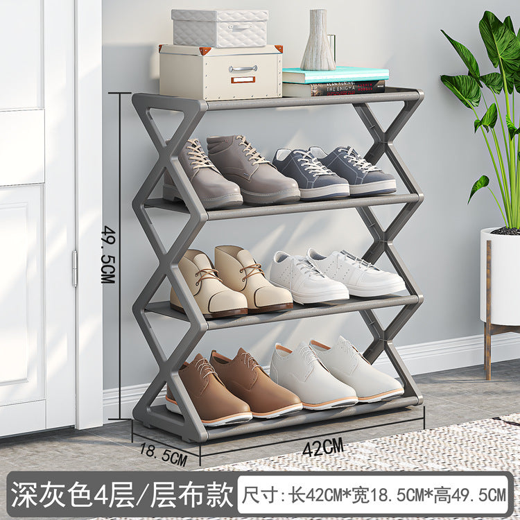 Double-Layer Shoe Rack – X-Shaped Metal Shoe Organizer