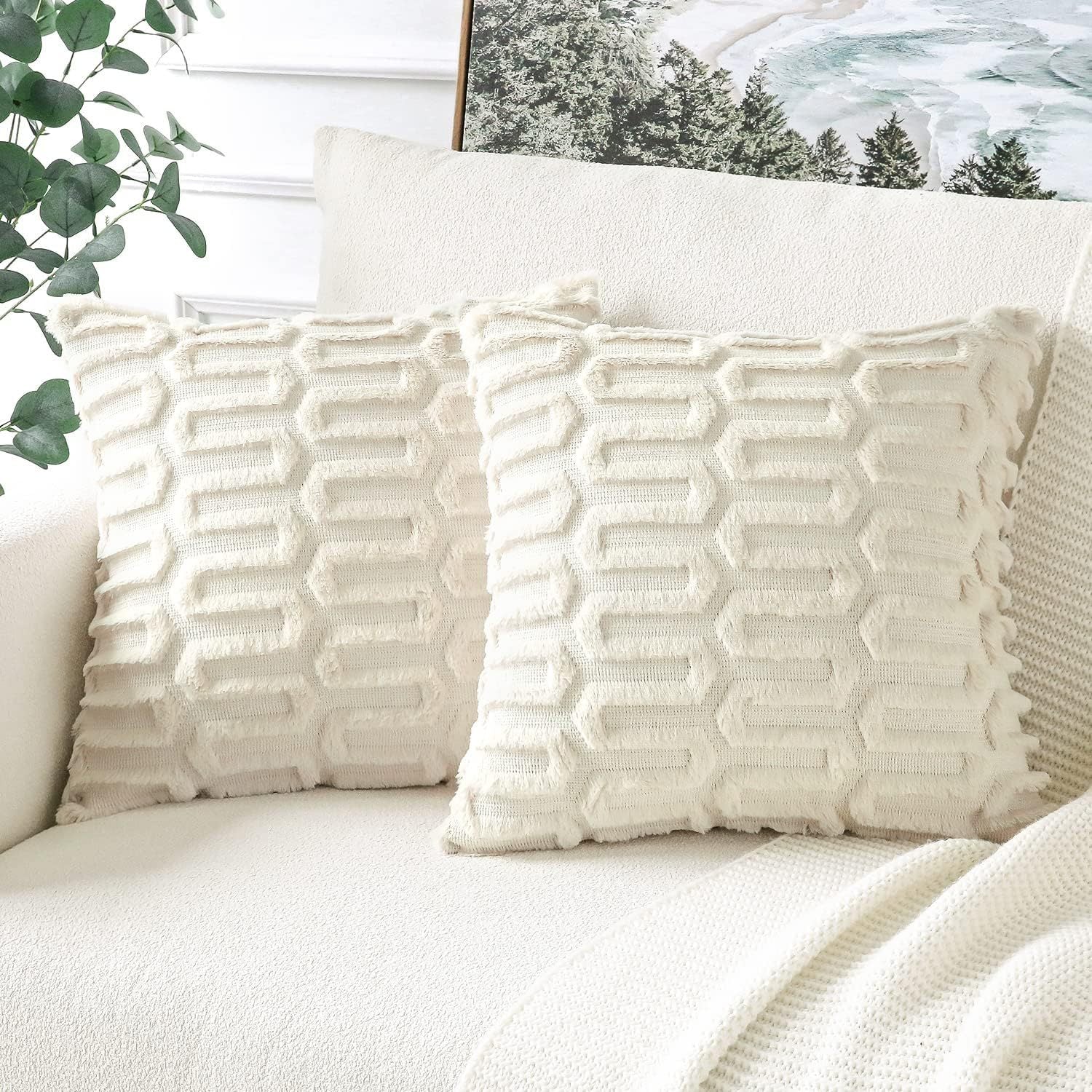 Plush Geometric Pillow Covers – Soft Decorative Cushion Covers