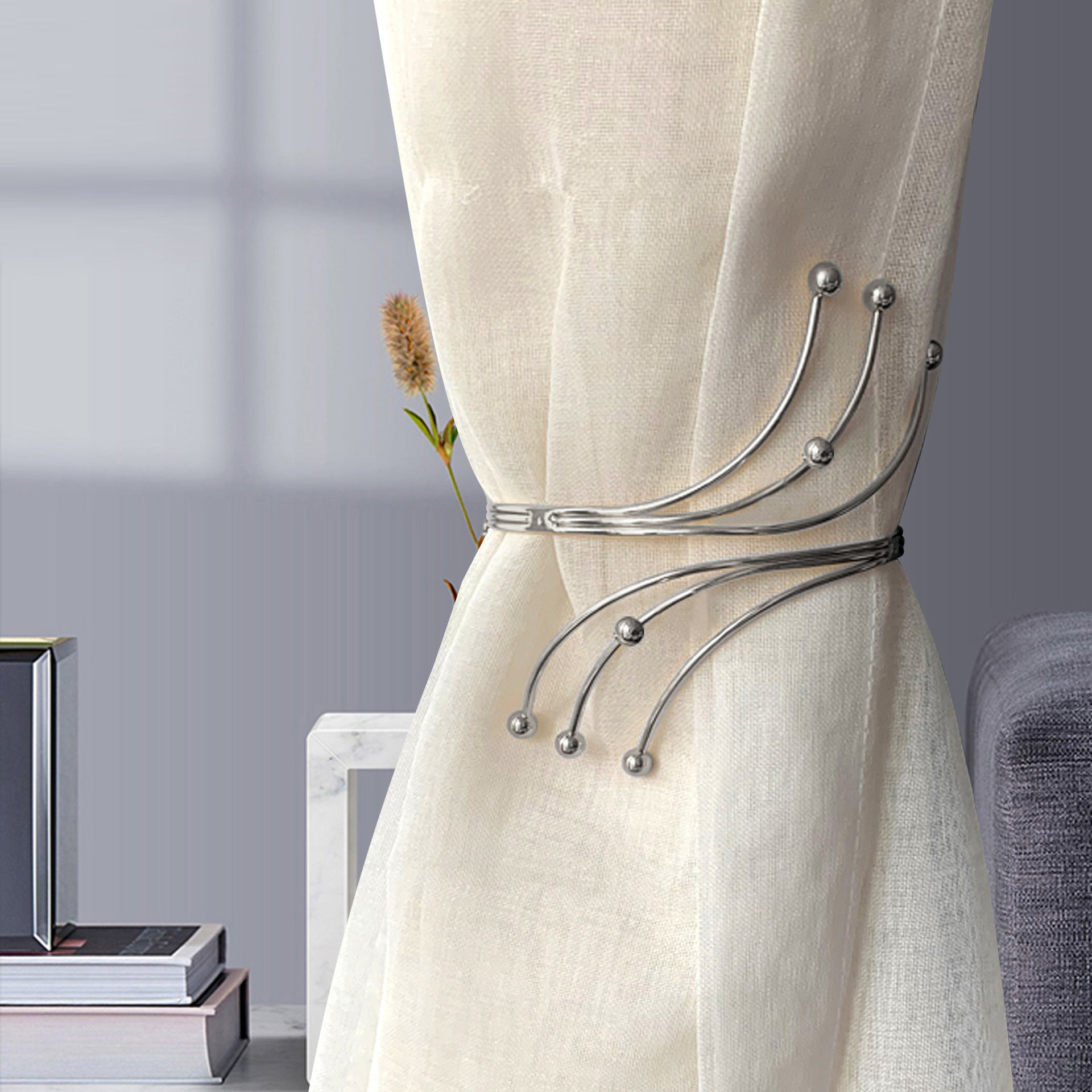Minimalist Metal Curtain Clips with No-Drill Rings