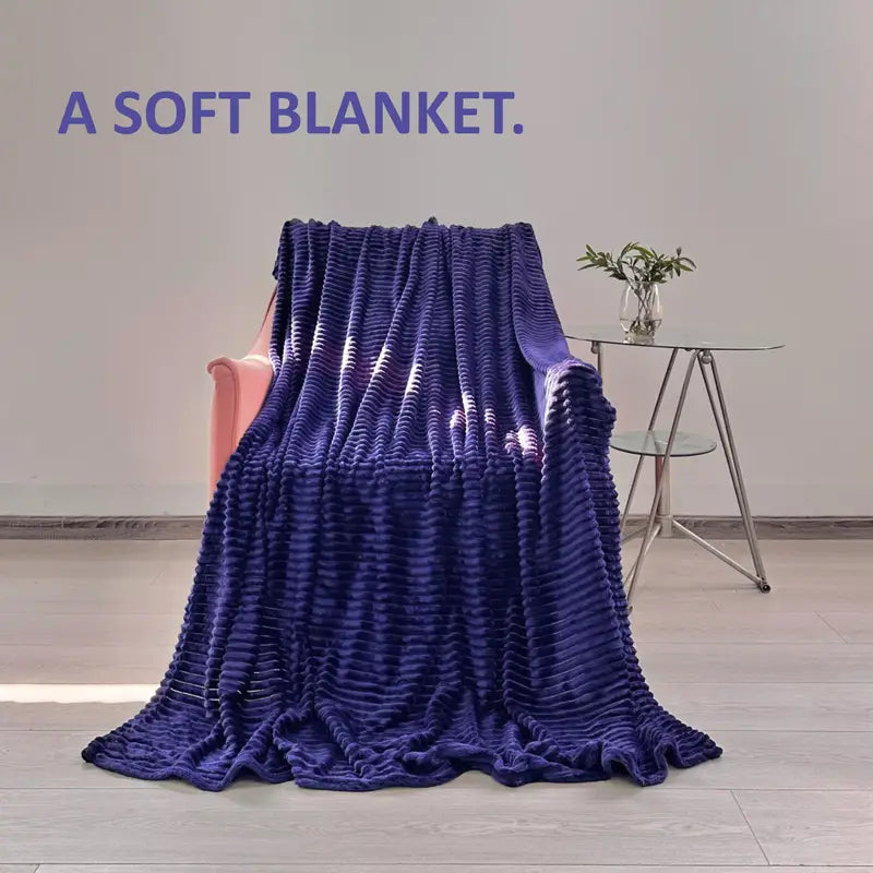 Cozy Lightweight Blue Flannel Blanket for Travel & Home