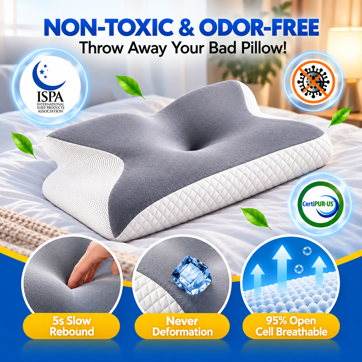 Nuvora™ Ergonomic Memory Foam Pillow