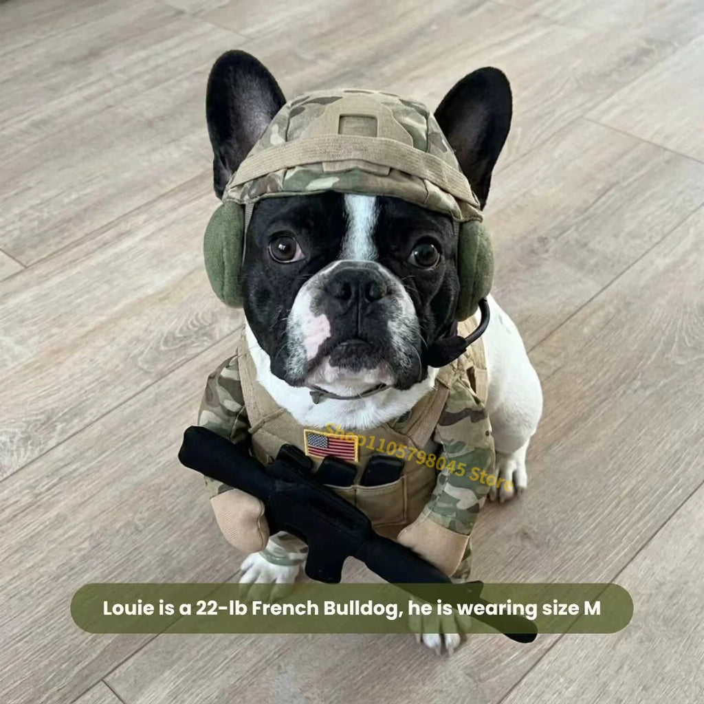 Camouflage Soldier Pet Costume – Halloween Dog Cosplay Set
