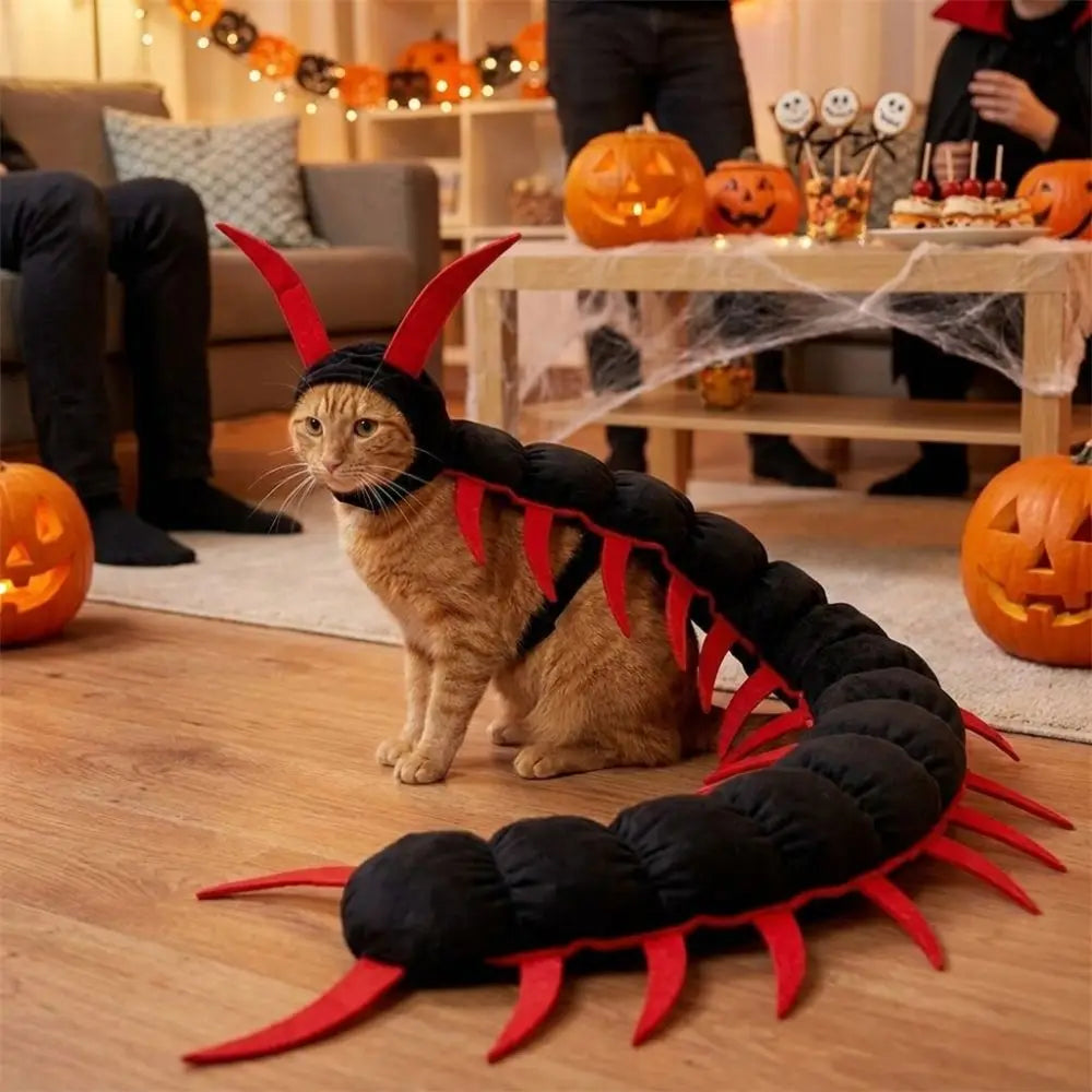 Creepy Centipede Pet Costume – Plush Halloween Cat & Dog Outfit