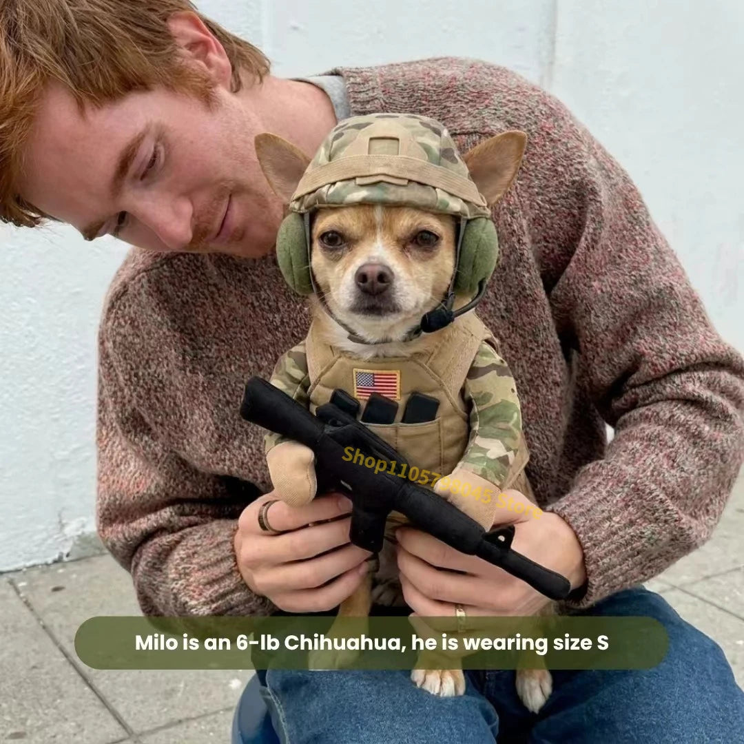 Camouflage Soldier Pet Costume – Halloween Dog Cosplay Set