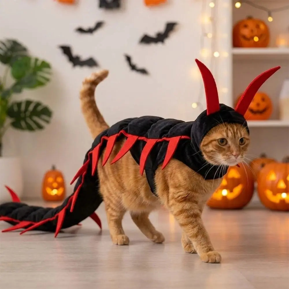 Creepy Centipede Pet Costume – Plush Halloween Cat & Dog Outfit