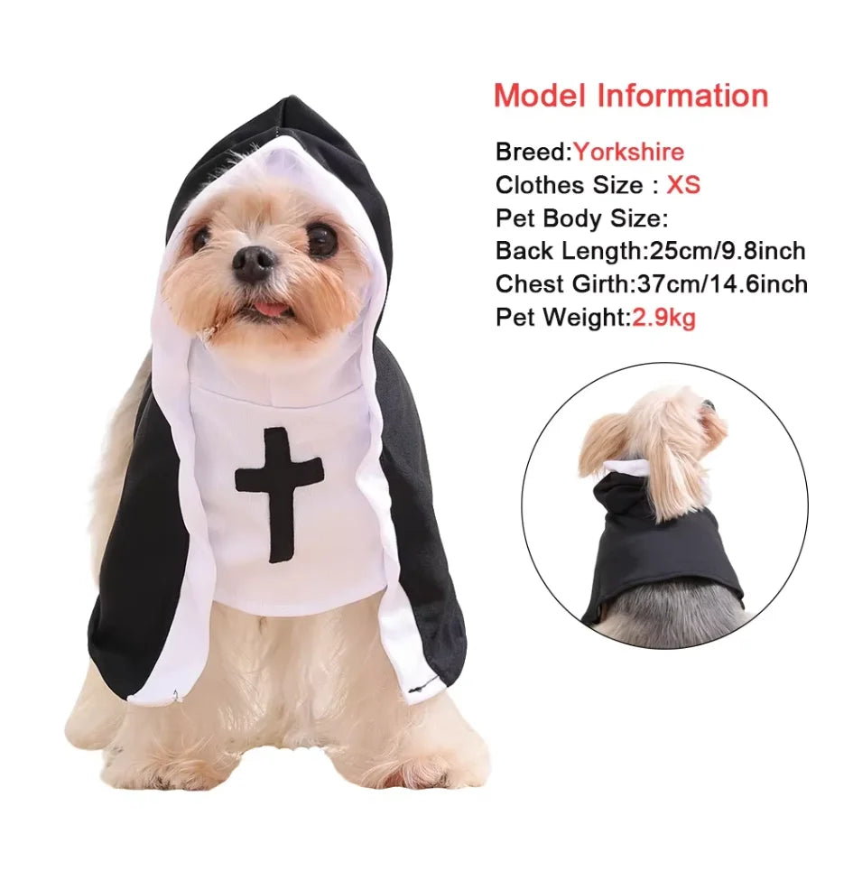 Funny Nun Pet Costume – Halloween Cat & Dog Cosplay Outfit