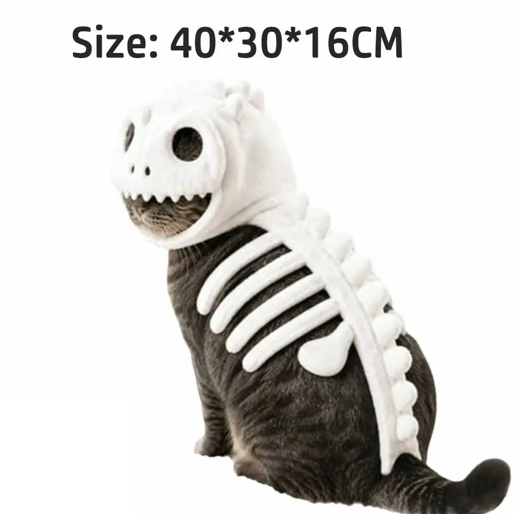 Glow-in-the-Dark Dinosaur Skeleton Pet Costume – Halloween Cat Outfit