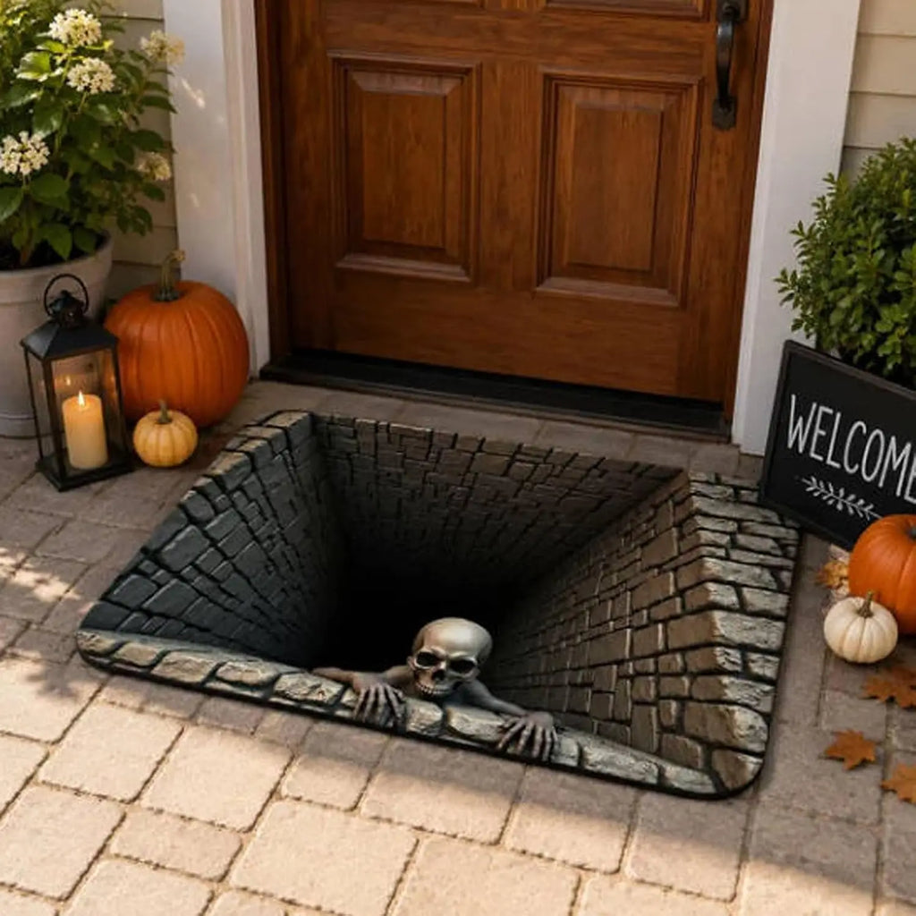 Optical Illusion Skull Pit Doormat