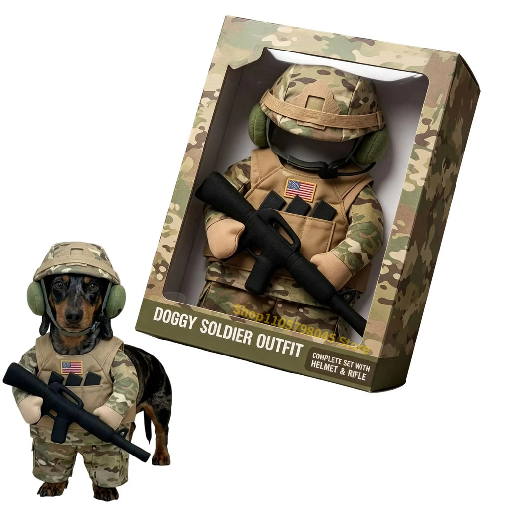 Camouflage Soldier Pet Costume – Halloween Dog Cosplay Set