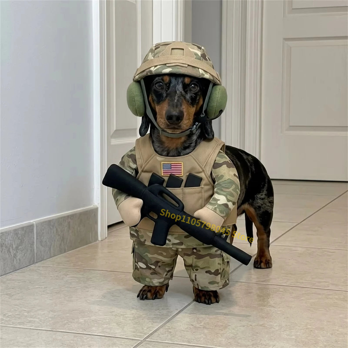 Camouflage Soldier Pet Costume – Halloween Dog Cosplay Set