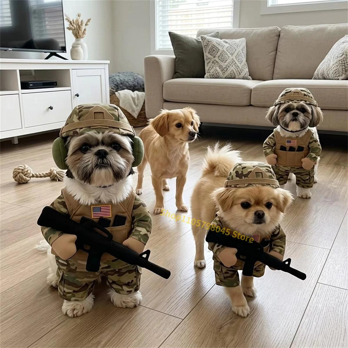 Camouflage Soldier Pet Costume – Halloween Dog Cosplay Set