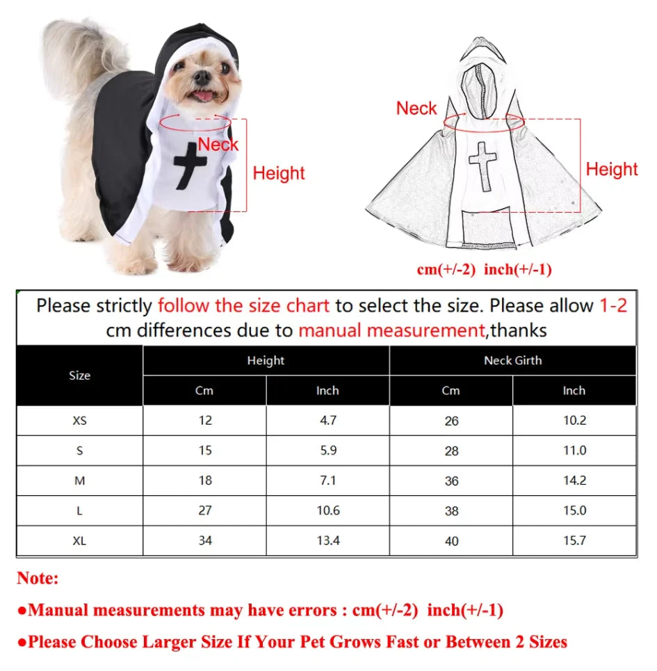 Funny Nun Pet Costume – Halloween Cat & Dog Cosplay Outfit