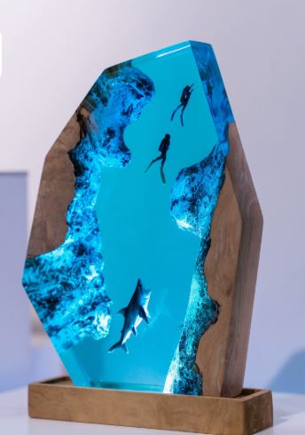 Resin Small Night Lamp 3D Diver Octopus Epoxy Handmade Crafts Decoration