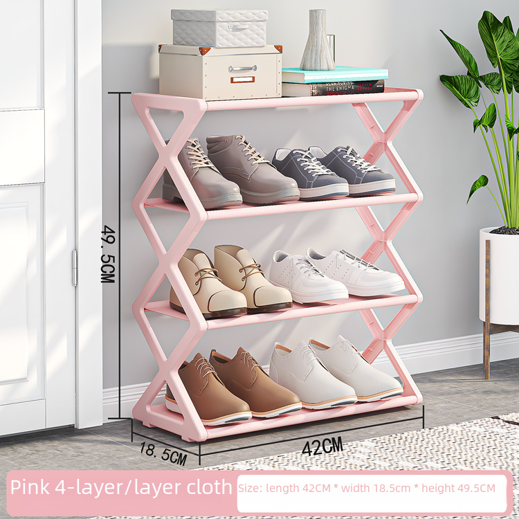 Double-Layer Shoe Rack – X-Shaped Metal Shoe Organizer