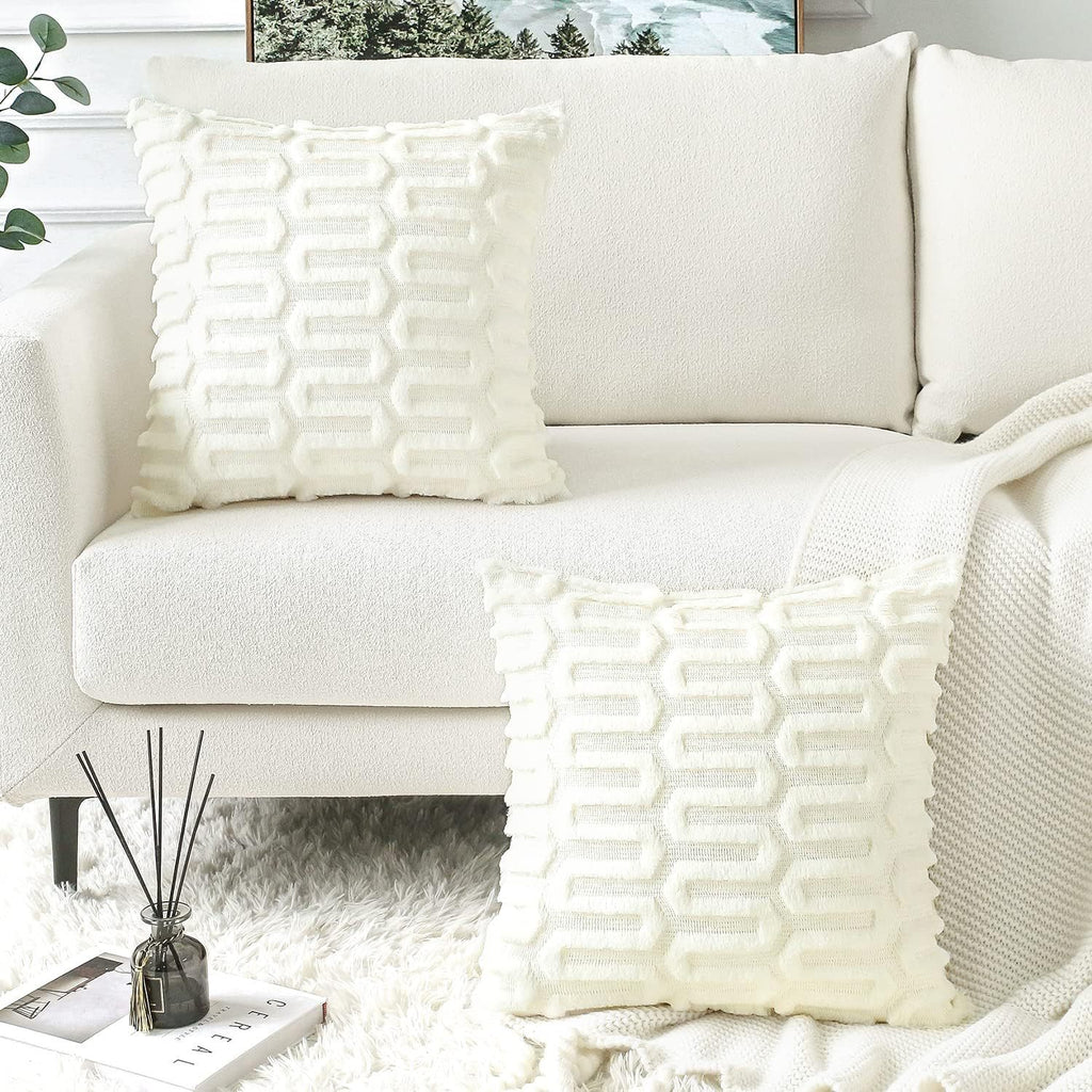 Plush Geometric Pillow Covers – Soft Decorative Cushion Covers