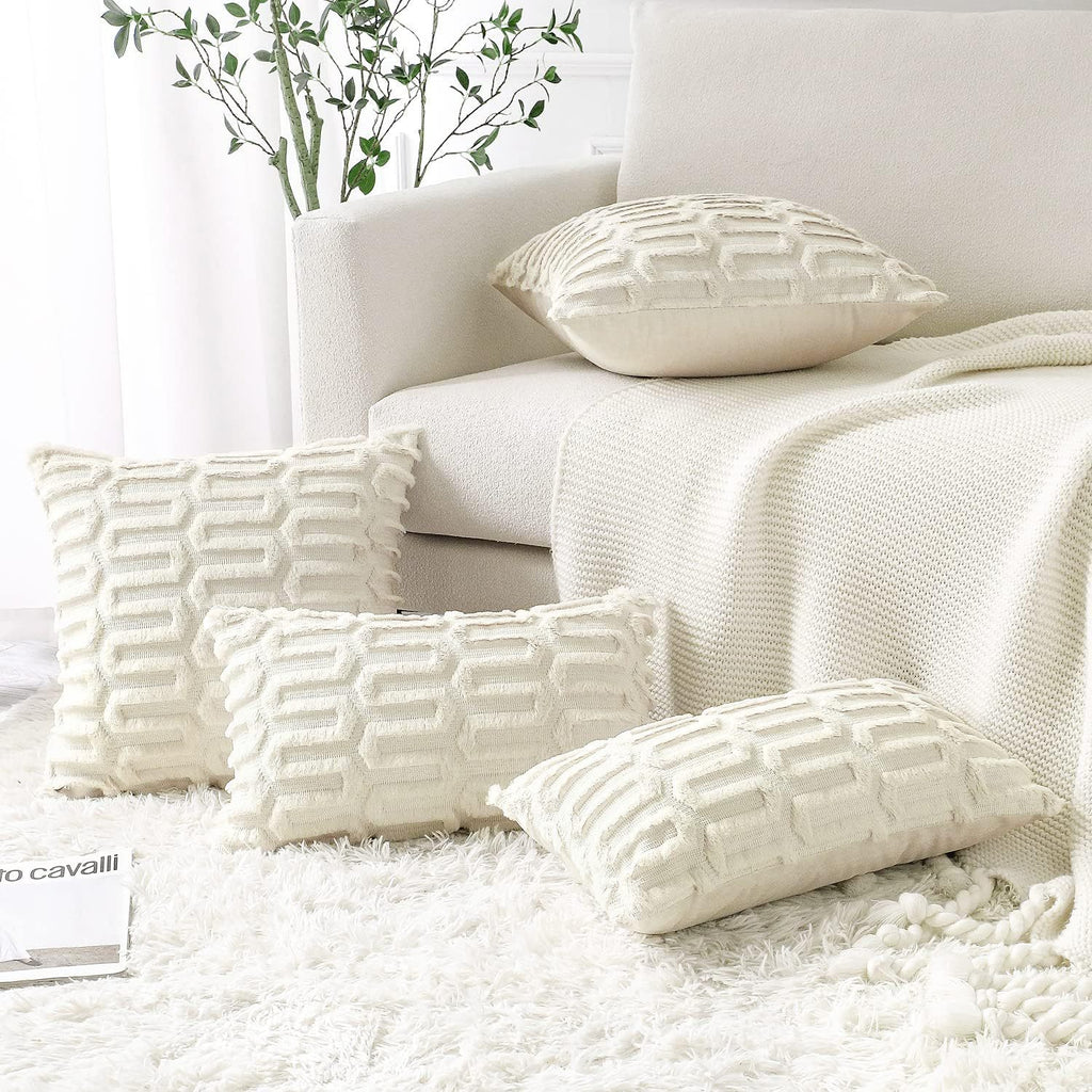 Plush Geometric Pillow Covers – Soft Decorative Cushion Covers
