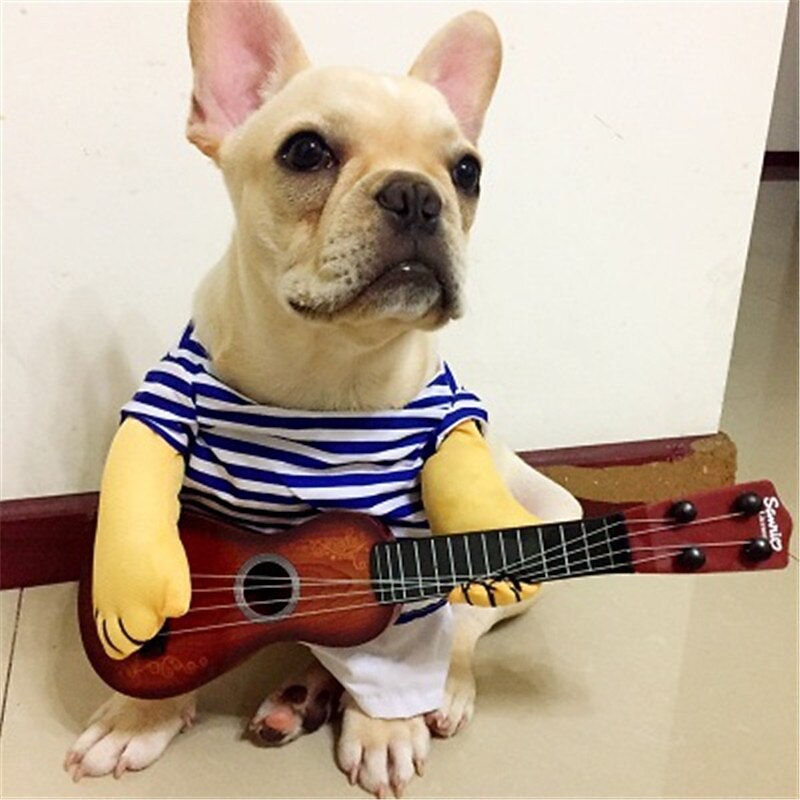 Rockstar Guitarist Pet Costume – Funny Dog & Cat Cosplay Outfit
