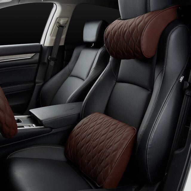 Memory Foam Car Headrest & Lumbar Support Cushion Set