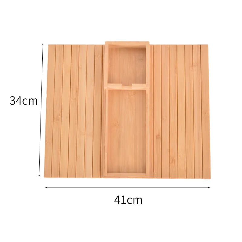 Bamboo Sofa Armrest Tray – Foldable Snack & Drink Table