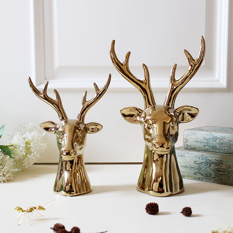 Ceramic Deer Jewelry Holder – Gold Decorative Ornament