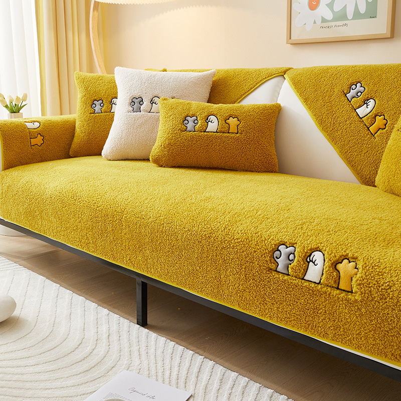 Cute Cartoon Lamb Velvet Sofa Cushion (1 Piece)