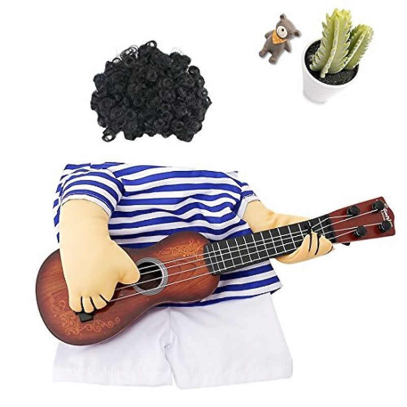 Rockstar Guitarist Pet Costume – Funny Dog & Cat Cosplay Outfit