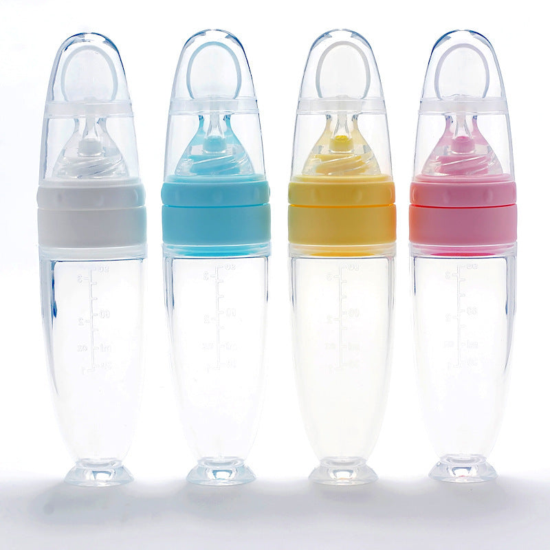New Baby Feeding Silicone Rice Porridge Bottle and Spoon