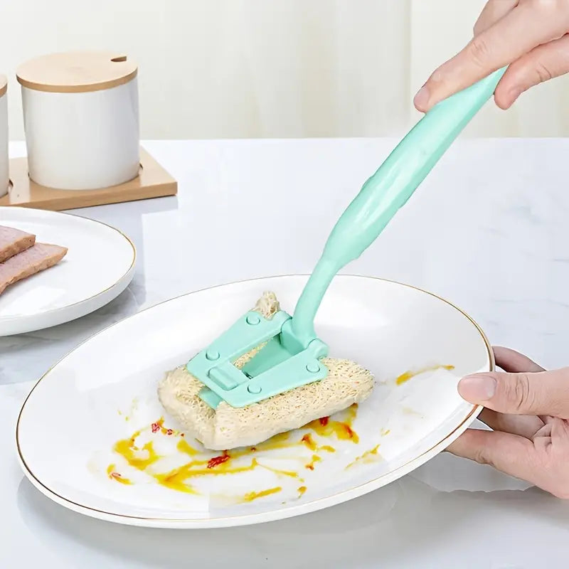 Natural Loofah Cleaning Brush with Long Handle