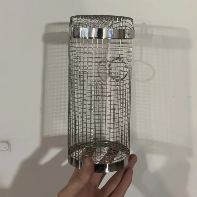 Rolling BBQ Grill Basket – Stainless Steel Mesh Grilling Cage