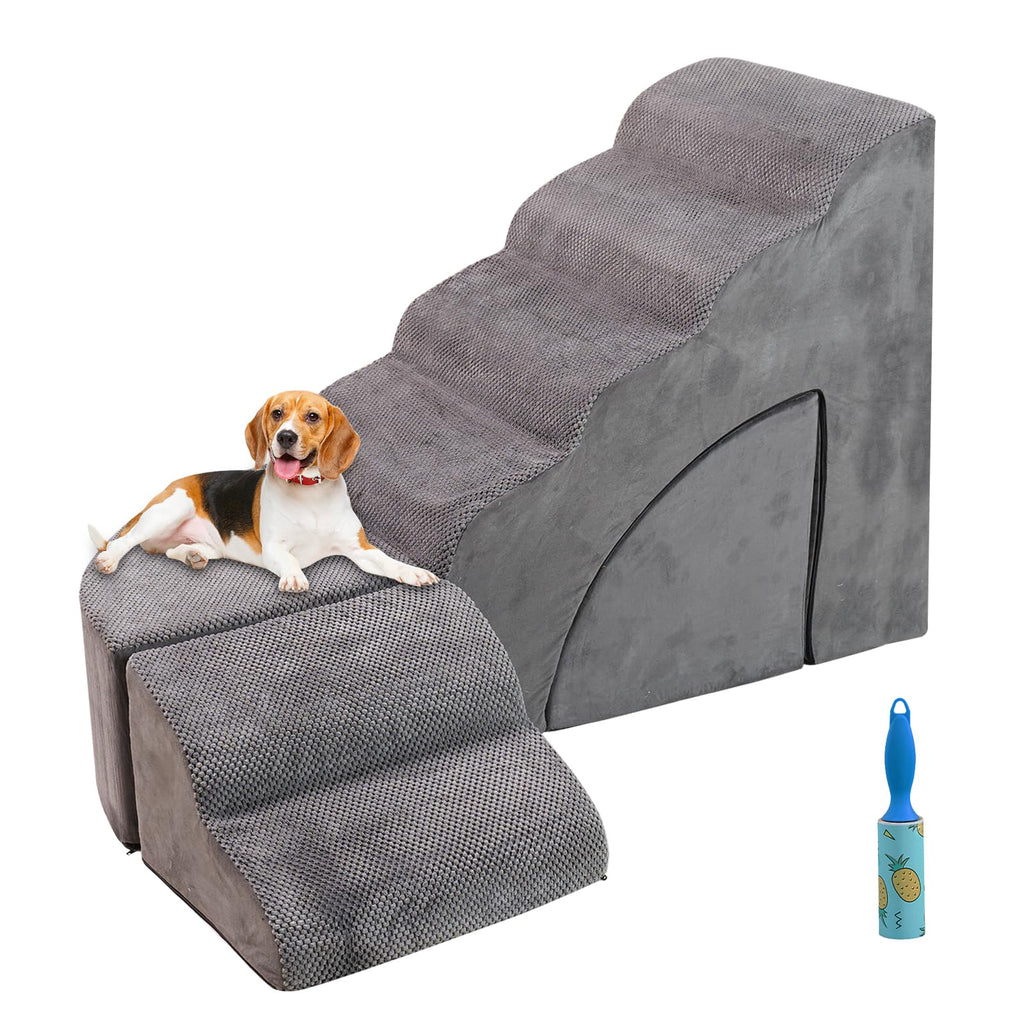 Memory Foam Dog Stairs – Adjustable Pet Ramp for Beds & Sofas